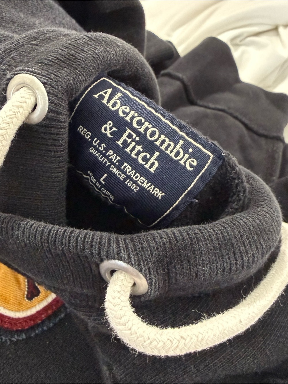 Abercrombie & Fitch Navy Sweatshirt with Embroidered Crest - Picture 3 of 3